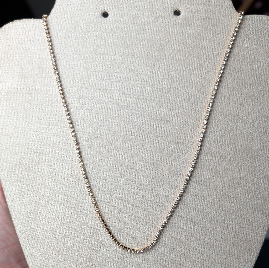 Ettika Gold Plated Clear Rhinestone Tennis Necklace 10$